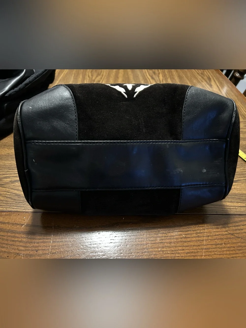 Juicy Couture Black Velvet Bag with Gold-tone Logo Charm